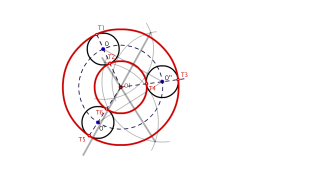 CIRCUNFERENCIAS TANGENTES A OTRAS TRES (CCC) del mismo radio(POR DILATACIÓN)