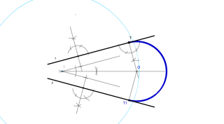 Enlazar dos rectas por un arco tangente 