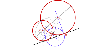 CIRCUNFERENCIAS TANGENTES A UNA RECTA Y DOS PUNTOS DADOS (RPP)