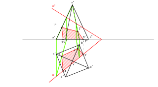 Sección de una pirámide recta ( Método general)