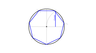Heptàgon regular inscrit en una circumferencia.