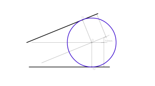 5. Circumferència  de radi donat tangent a dues rectes.
