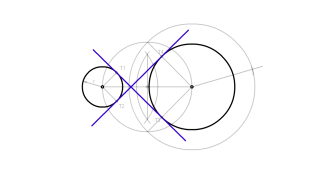 23. Rectes tangents interiors a dos circumferències. 