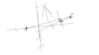 Elipse conocido un foco, el simétrico de otro y el pie de la perpendicular a la tangente