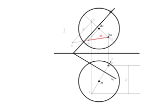 Esfera tangente a un plano oblicuo conocido el punto de tangencia