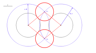 Circunferencias tangentes a otras dos. Radio dado menor.