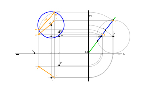 Rebatimiento de plano que pasa por la LT