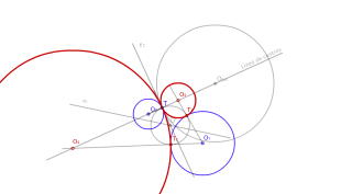 Circunferencias tangentes a dos circunferencias y que pasan por un punto T situado en una de ellas. (PCC)