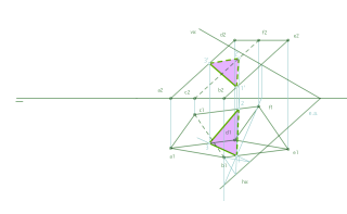 Sección plana del prisma. Método aplicando afinidad.