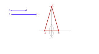 Triángulo isósceles conocida la base y la altura 