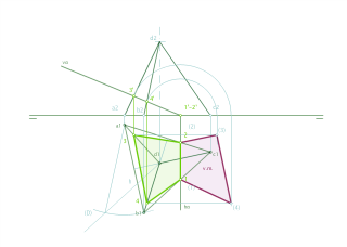 Sección de un tetraedro apoyado sobre  el PH. 