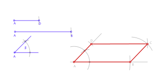 Romboide conocidos sus dos lados y ángulo en un vértice