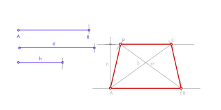 Trapecio isósceles conocido el lado, la diagonal y la altura 