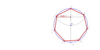 División de la circunferencia en 7 partes iguales.