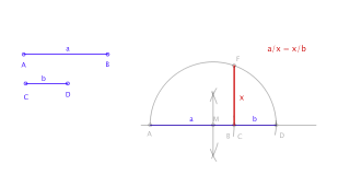Segmento media proporcional entre dos segmentos