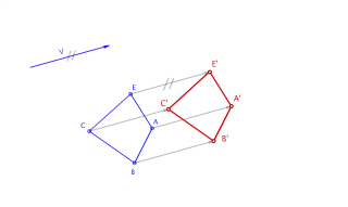 Trasladar el polígono ABCD según el vector V de traslación