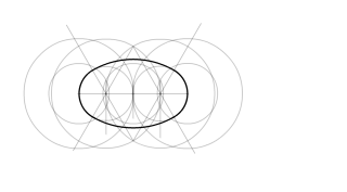 Óvalo a partir del eje mayor.Cuatro partes.