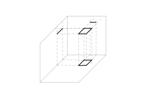 una figura plana horizontal sobre los tres planos